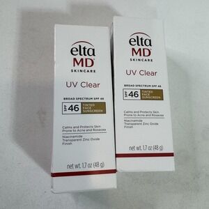 2pk EltaMD UV Clear Tinted Mineral Face Sunscreen SPF 46 1.7oz Each Exp 5/28